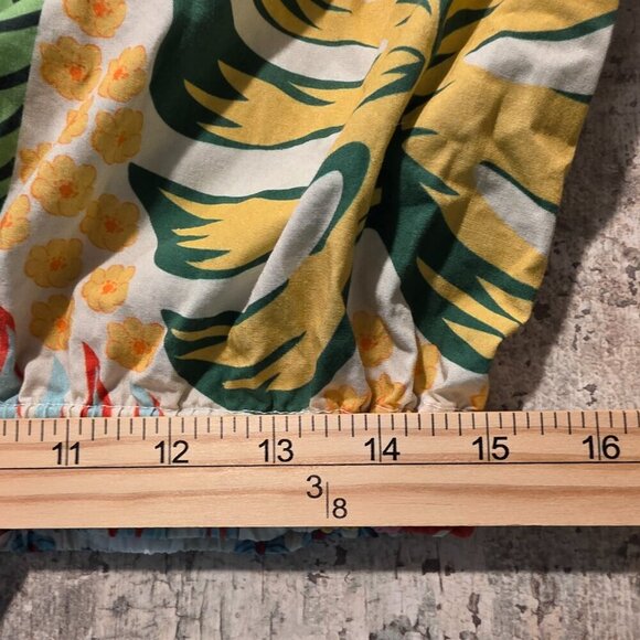 Maude Vivante Colorful Tropical Crop Long Sleeve Shirt Large - Picture 9 of 9